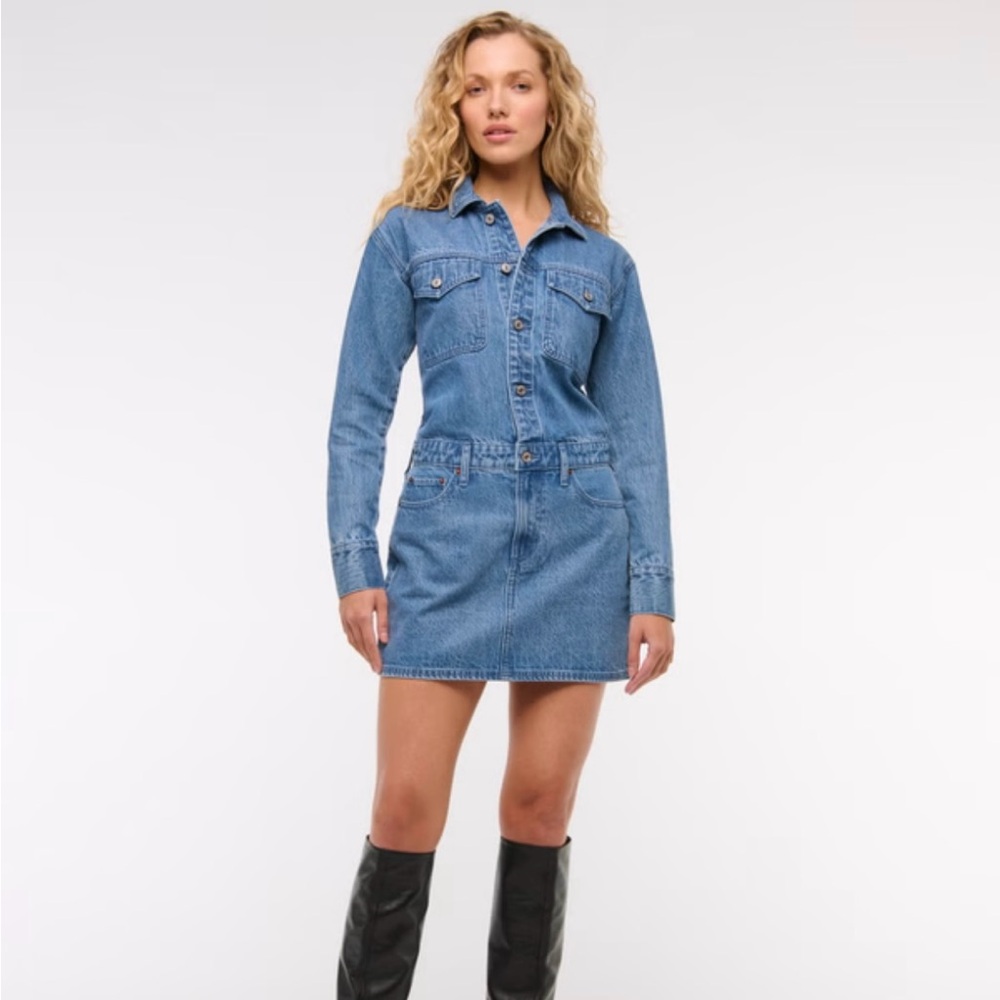 Long-Sleeve Denim Shirt Dress